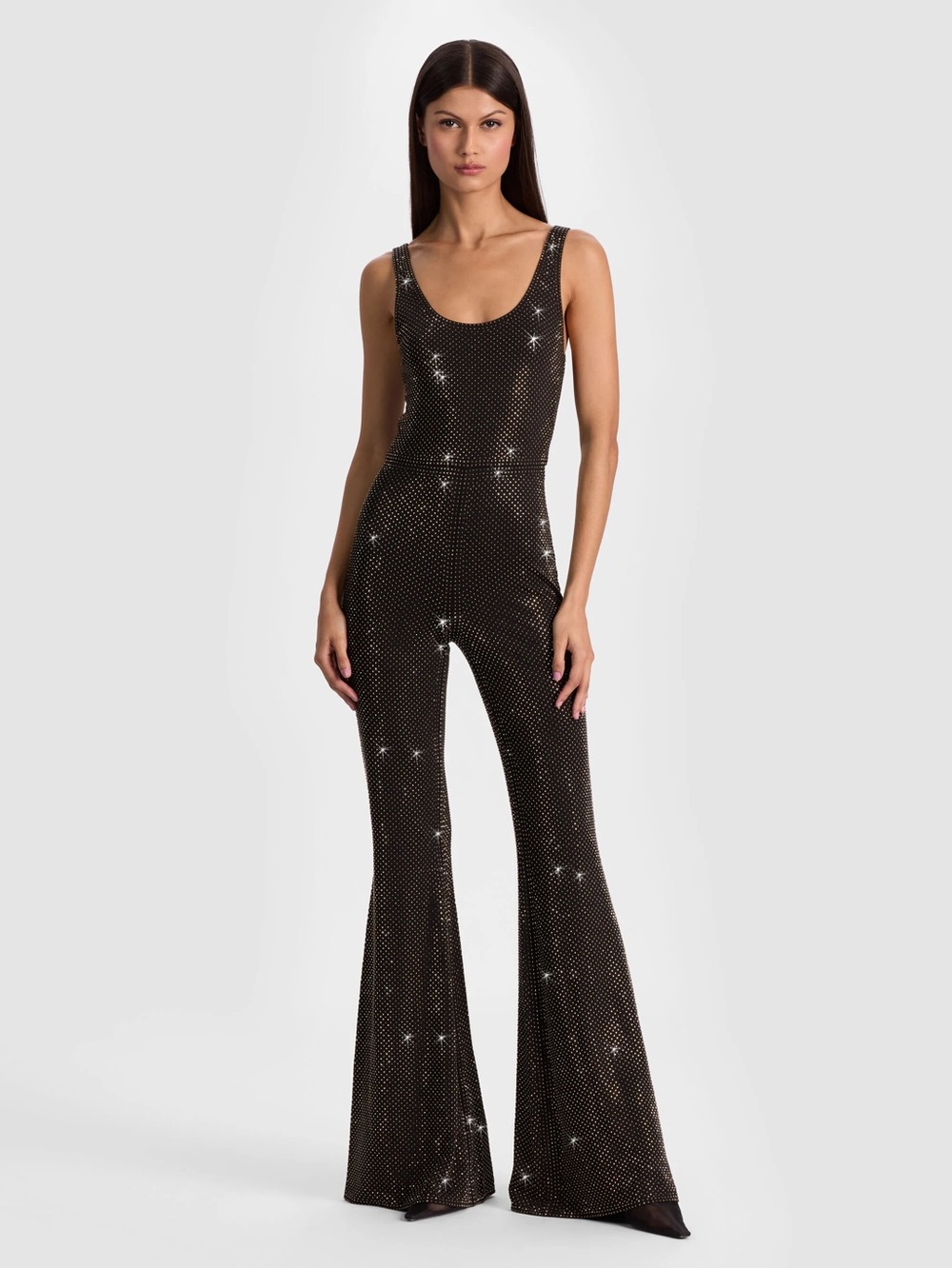 Alice + Olivia Theresa Crystal embellished Scoop-Neck Jumpsuit